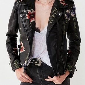 Blank NYC vegan leather embroidered jacket